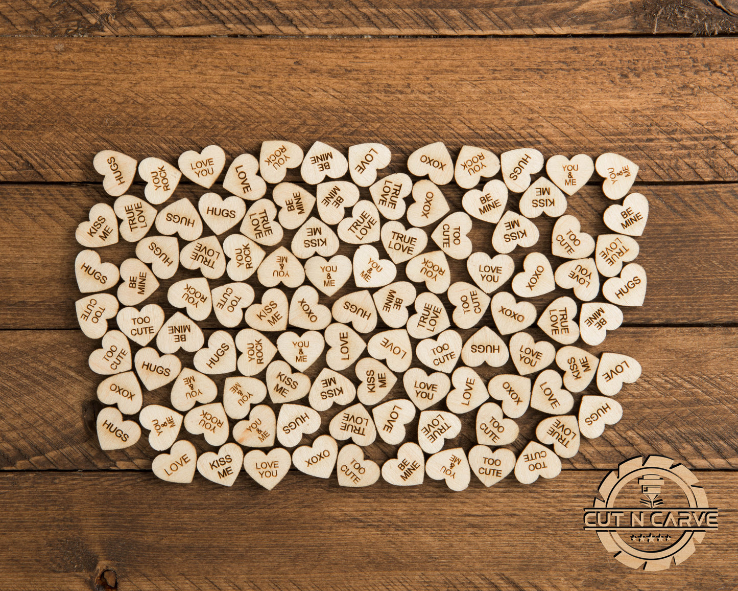 100 Pcs Wooden Conversation Hearts Assorted and Unfinished