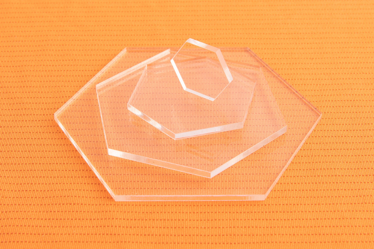 5 Clear Acrylic Hexagons (Sizes) - Design Concepts Chi