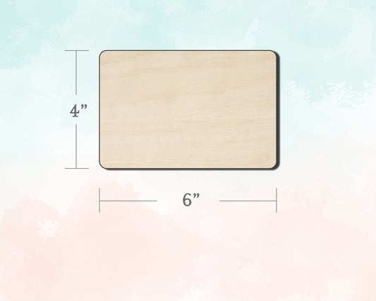 4" x 6" Shape - Rounded Corners - Unfinished Wood Cutout - Design Concepts Chi