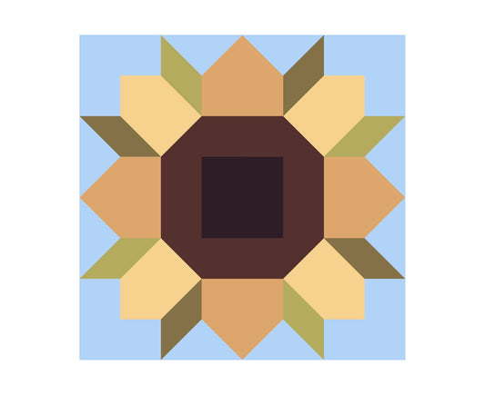 Sunflower (Variation 1) Paper Printed Barn Quilt Pattern (Sizes) - Design Concepts Chi