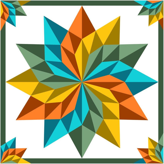 Blissful Bloom Paper Printed Barn Quilt Pattern (Sizes) - Design Concepts Chi