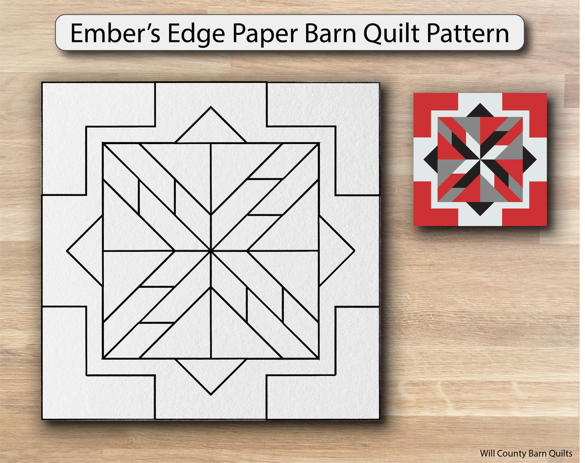 Ember's Edge Paper Printed Barn Quilt Pattern (Sizes) - Design Concepts Chi