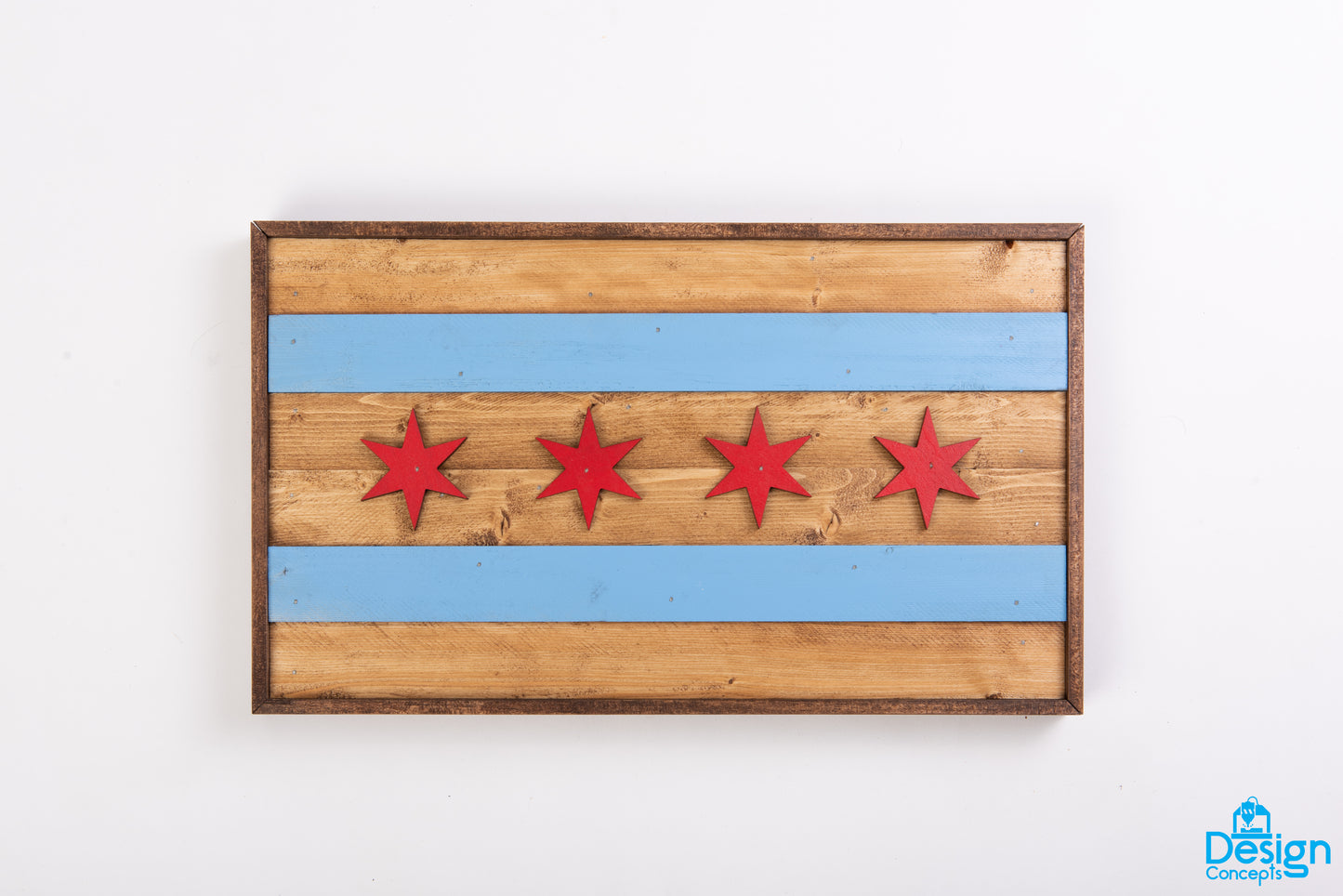 Fast Ship- Rustic Wooden 3D Chicago Flag Wall Art - Design Concepts Chi