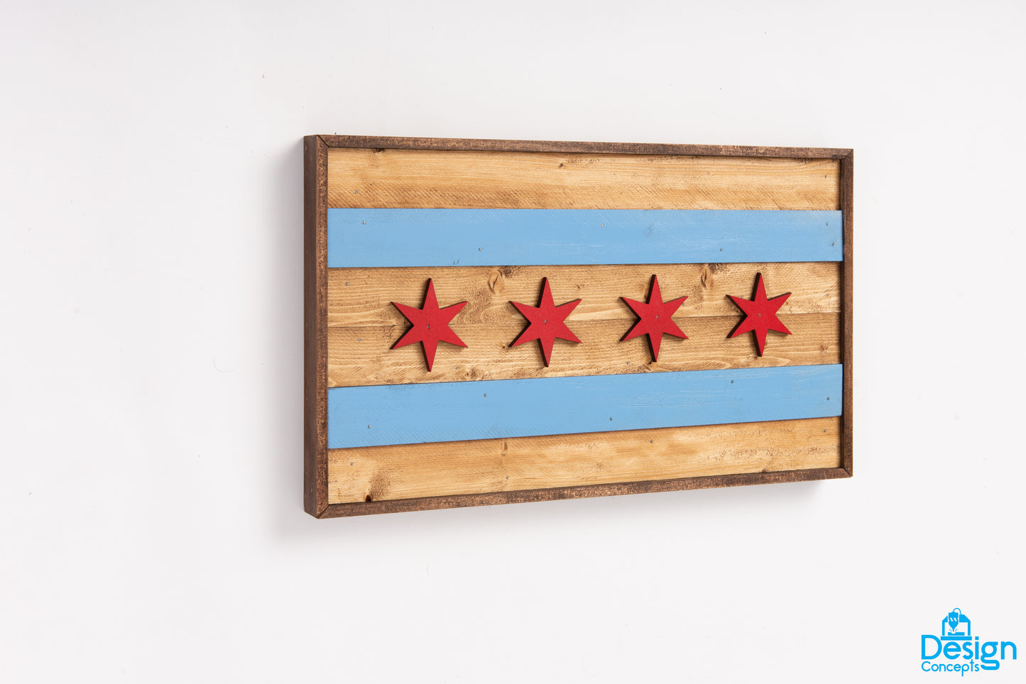 Fast Ship- Rustic Wooden 3D Chicago Flag Wall Art - Design Concepts Chi
