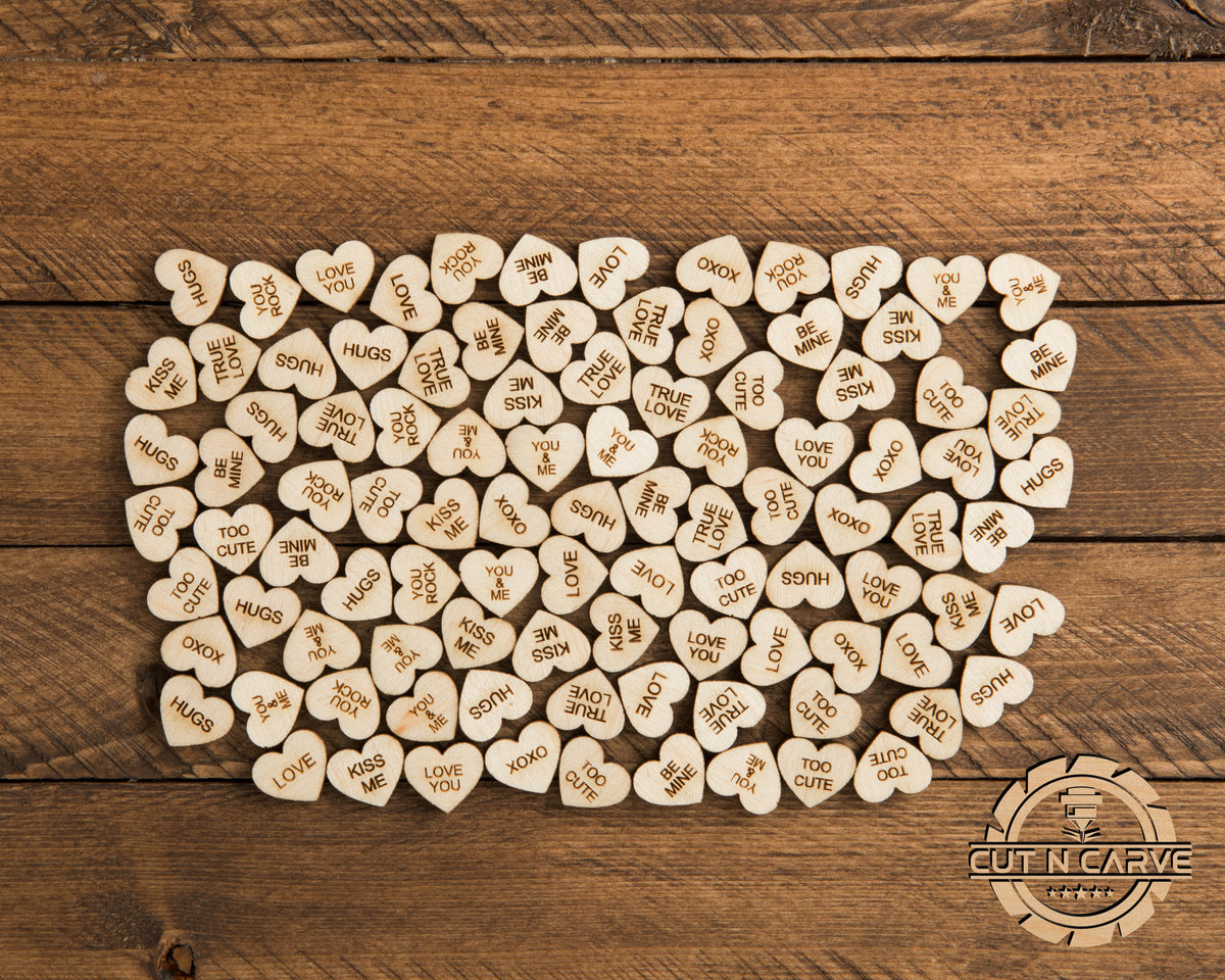 100 Pcs Wooden Conversation Hearts Assorted and Unfinished – Design ...