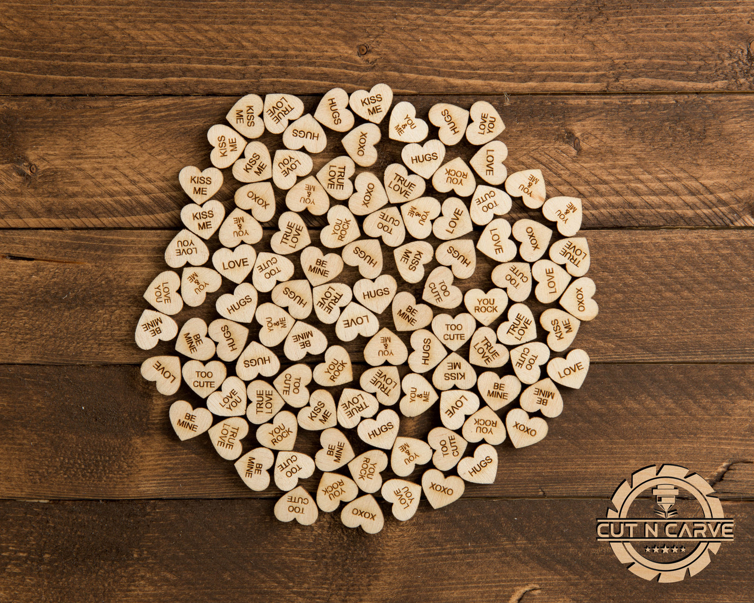 100 Pcs Wooden Conversation Hearts Assorted and Unfinished - Design Concepts Chi