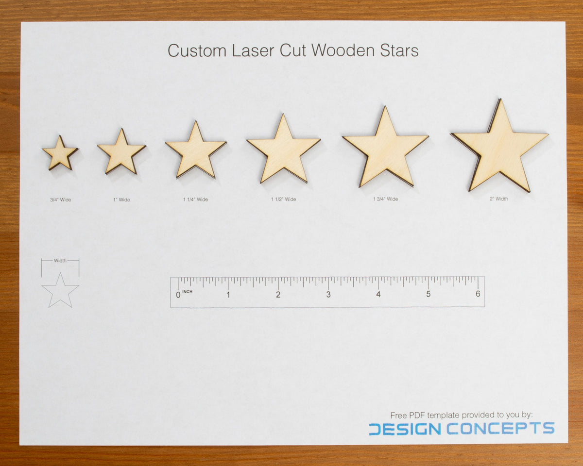 50, 100, 300 Wooden Stars,  1/8" Thick Flag Stars,  Collage, Crafting Stars, Flag Making - Design Concepts Chi