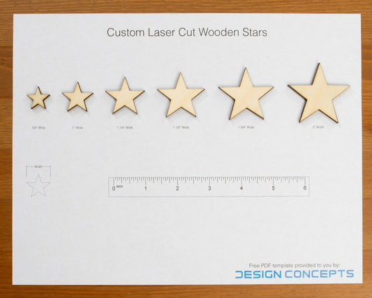 50, 100, 300 Wooden Stars,  1/8" Thick Flag Stars,  Collage, Crafting Stars, Flag Making - Design Concepts Chi