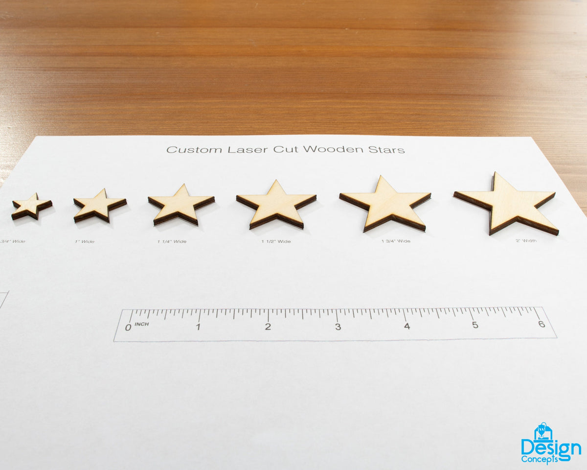 50, 100, 300 Wooden Stars,  1/8" Thick Flag Stars,  Collage, Crafting Stars, Flag Making - Design Concepts Chi
