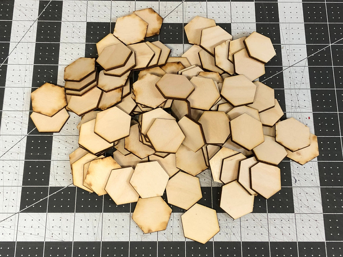 Wood Hexagon Tile Blanks - Shapes - Game Board - Tiles - Terrain - 50, 100, 300 - Design Concepts Chi