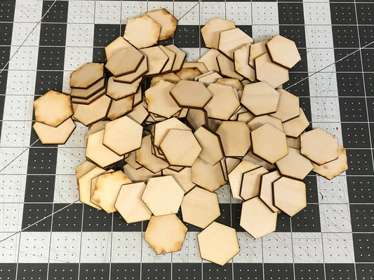 Wood Hexagon Tile Blanks - Shapes - Game Board - Tiles - Terrain - 50, 100, 300 - Design Concepts Chi