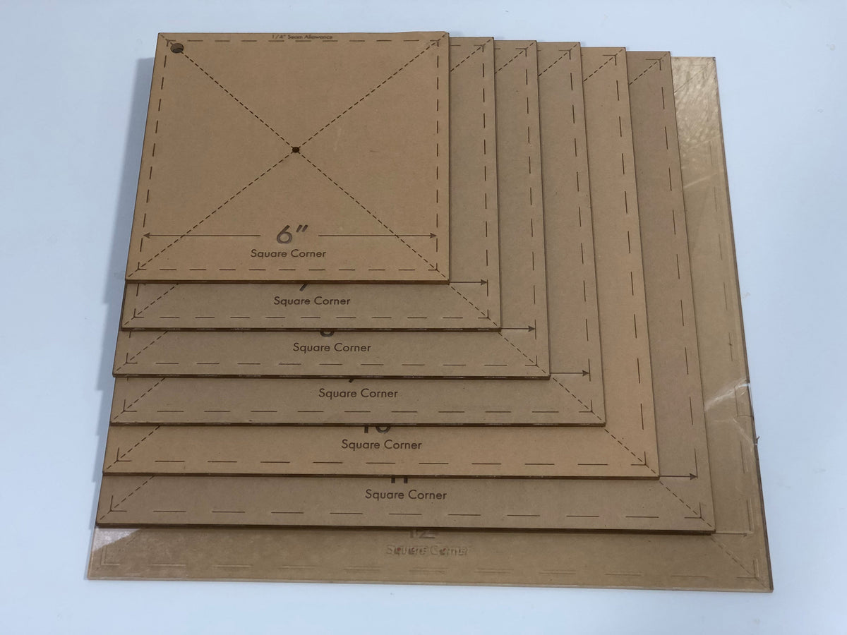 7 Piece Kit Square Acrylic Pattern Templates Quilting Sewing Leathercraft 6in 7in 8in 9in 10in 11in 12in - Design Concepts Chi