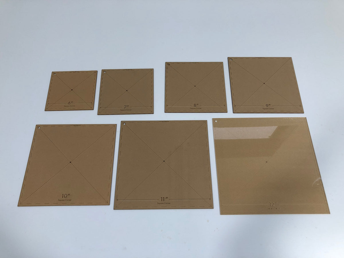 7 Piece Kit Square Acrylic Pattern Templates Quilting Sewing Leathercraft 6in 7in 8in 9in 10in 11in 12in - Design Concepts Chi