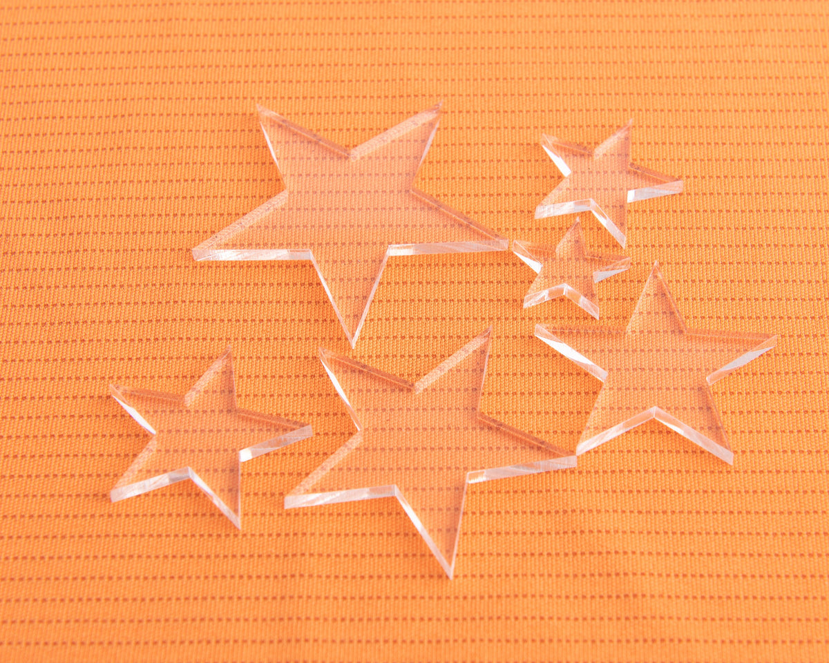 Clear Acrylic Plastic Stars,  1/8" Thick Stars 50, 100, 300 - Design Concepts Chi