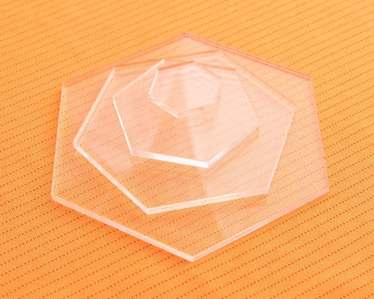 5 Clear Acrylic Hexagons (Sizes) - Design Concepts Chi