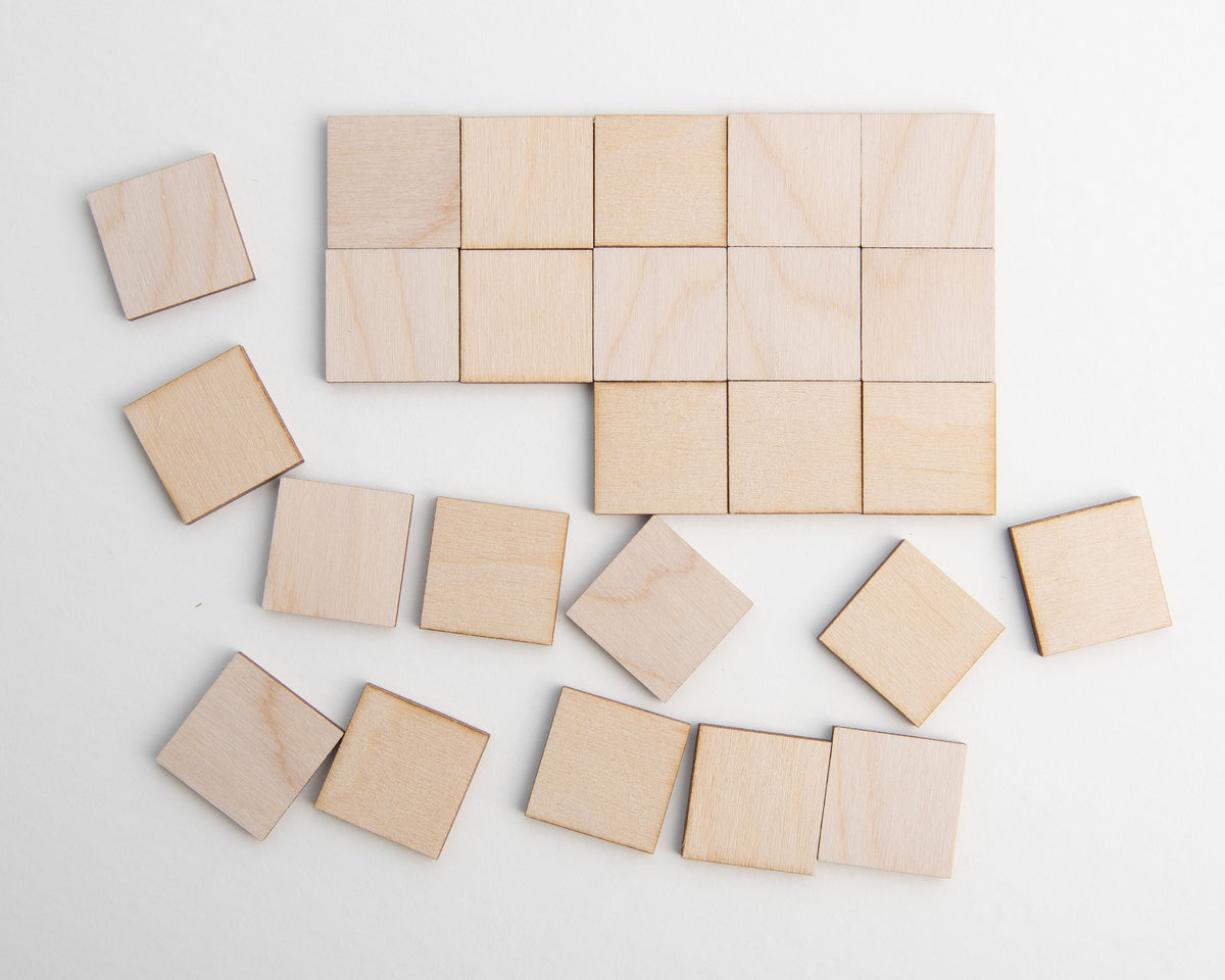 Wood Square Blanks,  1/8" Thick, Unfinished 50, 100, 300 - Design Concepts Chi