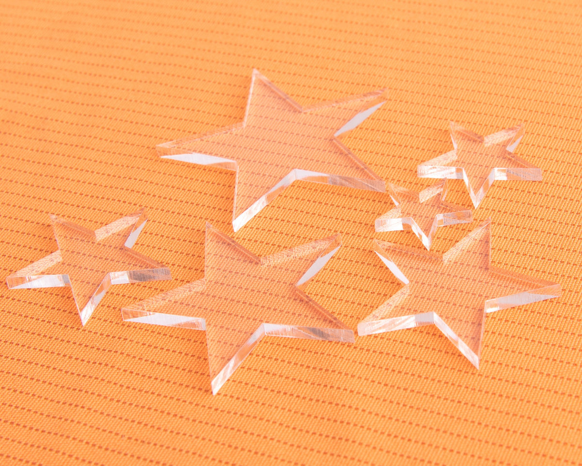 Clear Acrylic Plastic Stars,  1/8" Thick Stars 50, 100, 300 - Design Concepts Chi