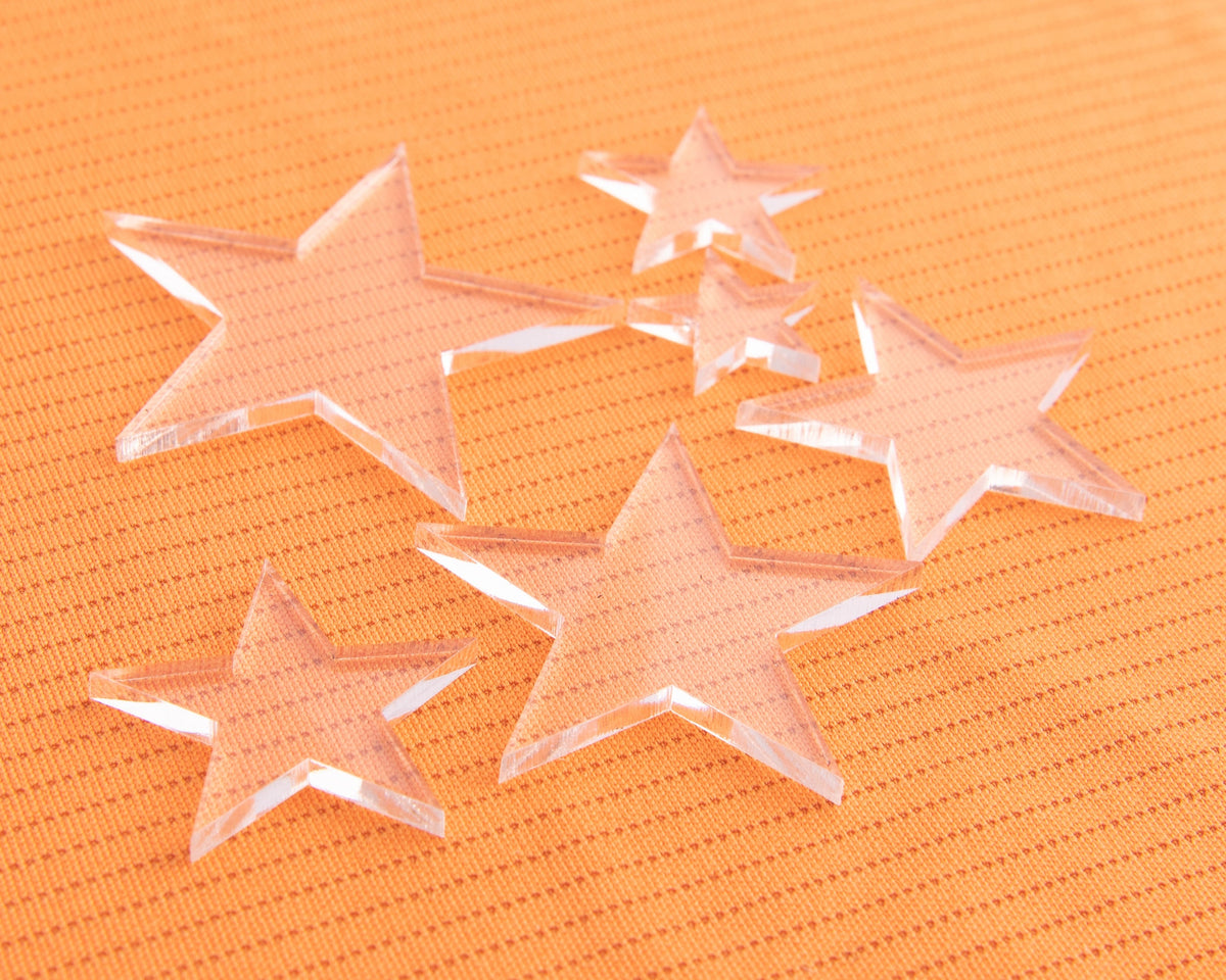 Clear Acrylic Plastic Stars,  1/8" Thick Stars 50, 100, 300 - Design Concepts Chi