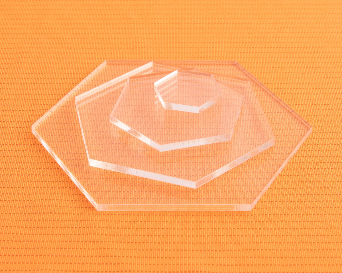 5 Clear Acrylic Hexagons (Sizes) - Design Concepts Chi