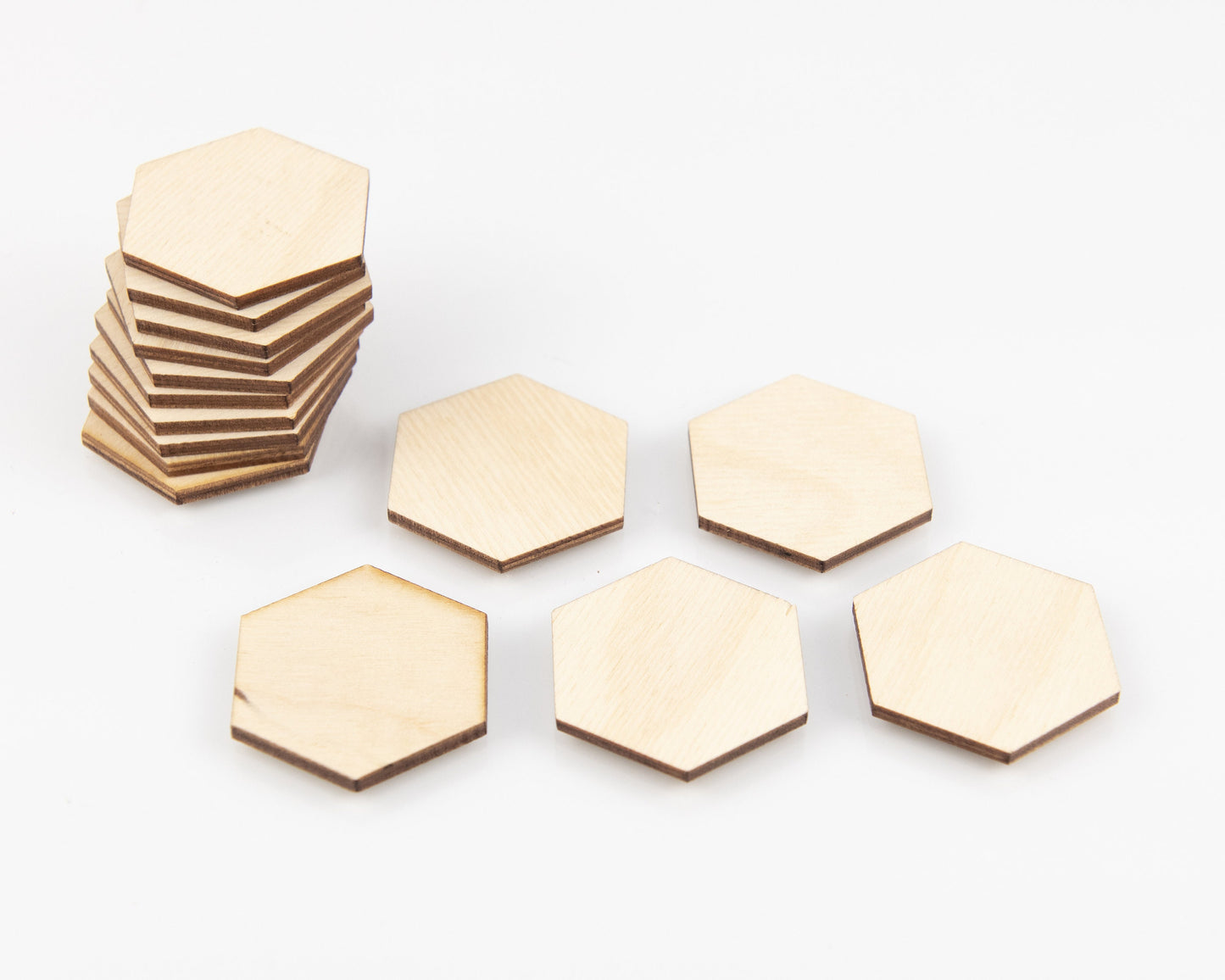 Wood Hexagon Tile Blanks - Shapes - Game Board - Unfinished - Terrain - 1/8" thick - Design Concepts Chi