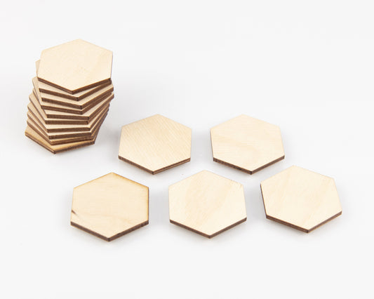 Wood Hexagon Tile Blanks - Shapes - Game Board - Unfinished - Terrain - 1/8" thick - Design Concepts Chi
