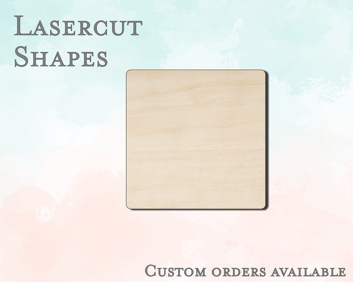 Single Square, Rounded Corners Shape - Unfinished Wood Cutout - Small, Large - Design Concepts Chi