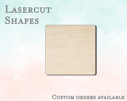 Single Square, Rounded Corners Shape - Unfinished Wood Cutout - Small, Large - Design Concepts Chi