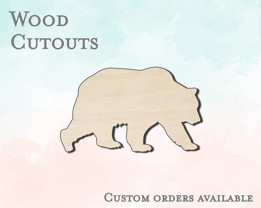 Wood Bear Shape - Unfinished Wood Cutout - Small, Large - Design Concepts Chi