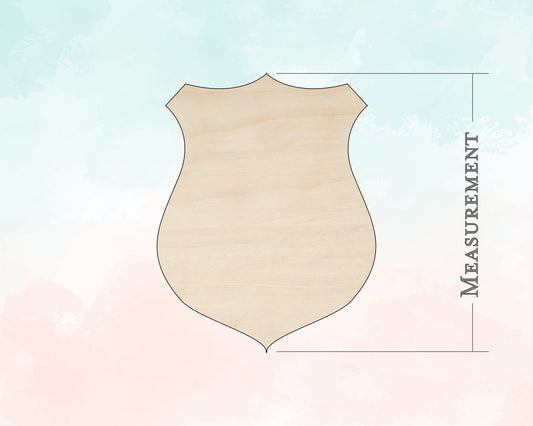Police Badge Shield Shape - Unfinished Wood Cutout - Small, Large - Design Concepts Chi