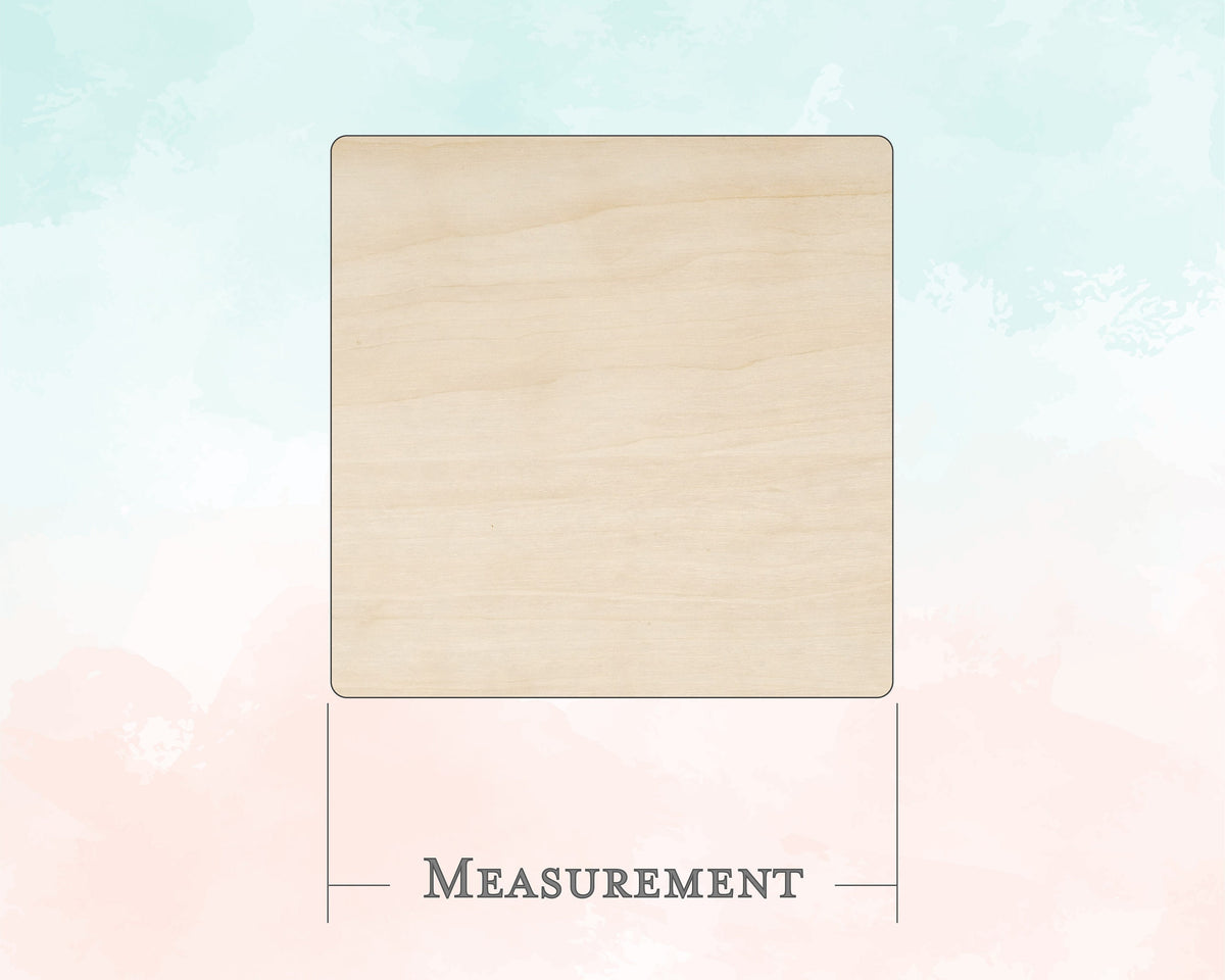Single Square, Rounded Corners Shape - Unfinished Wood Cutout - Small, Large - Design Concepts Chi
