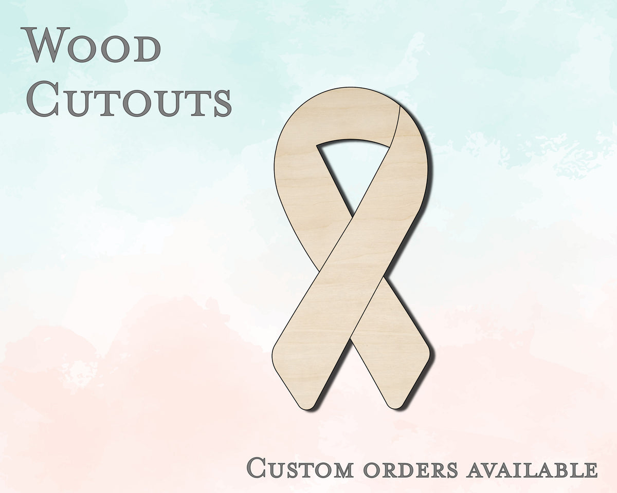 Awareness Ribbon Shape - Unfinished Wood Cutout - Small, Large - DIY Pins - Design Concepts Chi