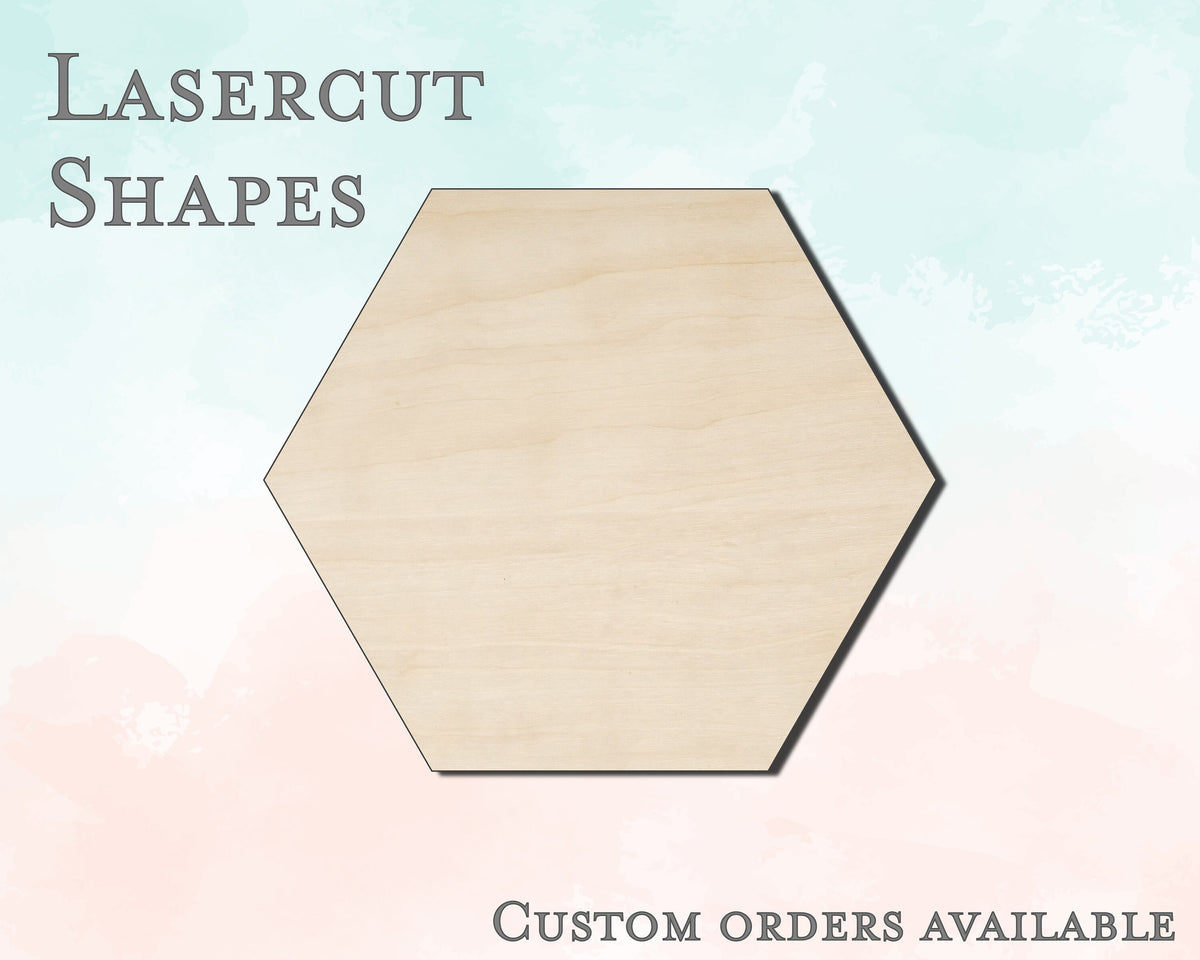Single Wood Hexagon Shape - Unfinished Wood Cutout - Small, Large - Design Concepts Chi