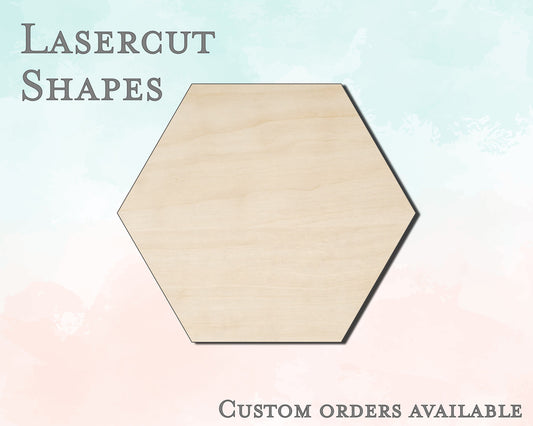 Single Wood Hexagon Shape - Unfinished Wood Cutout - Small, Large - Design Concepts Chi