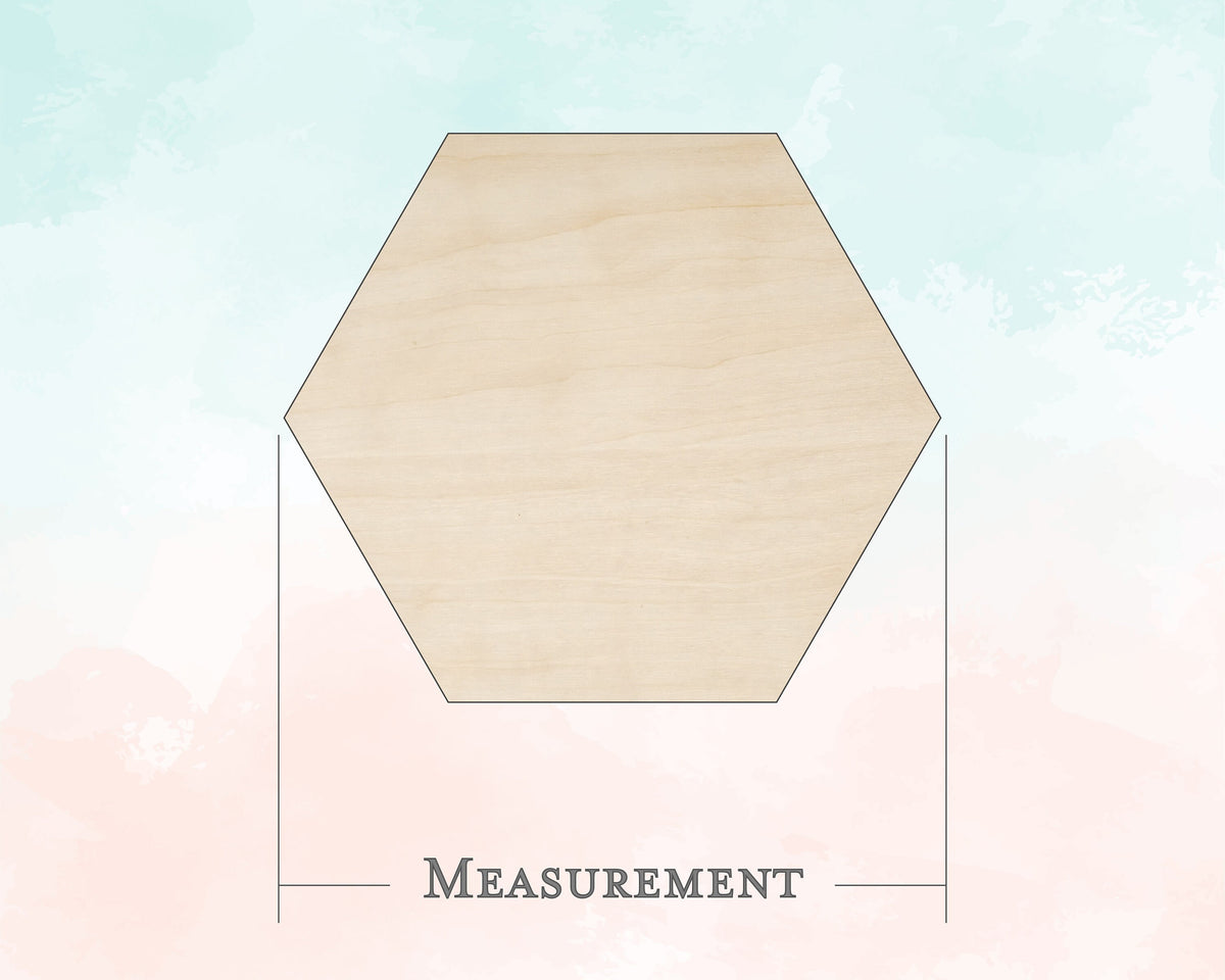 Single Wood Hexagon Shape - Unfinished Wood Cutout - Small, Large - Design Concepts Chi