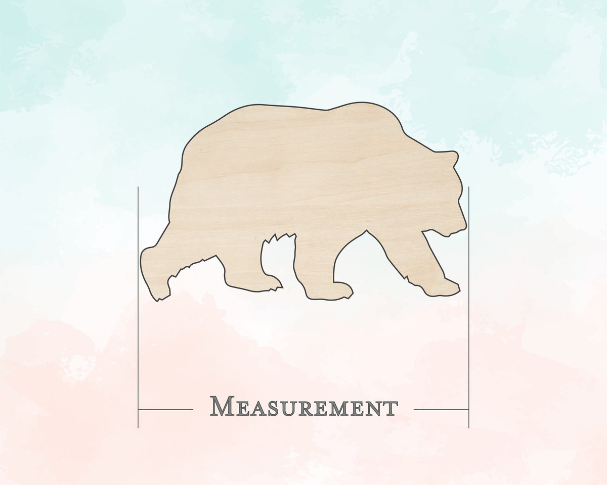 Wood Bear Shape - Unfinished Wood Cutout - Small, Large - Design Concepts Chi