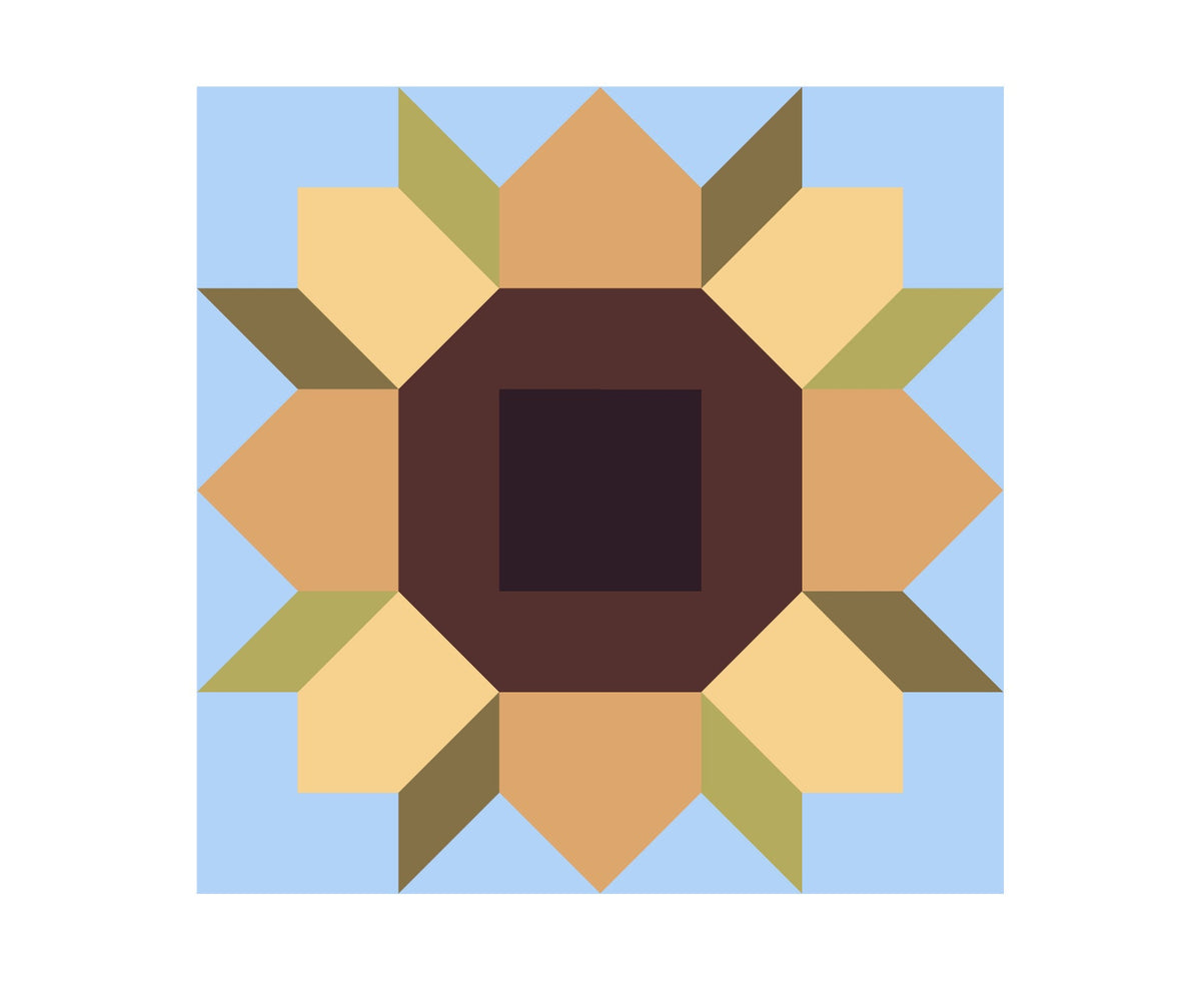 Sunflower (Variation 1) Paper Printed Barn Quilt Pattern (Sizes) - Design Concepts Chi