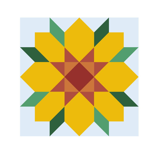Sunflower (Variation 3) Paper Printed Barn Quilt Pattern (Sizes) - Design Concepts Chi