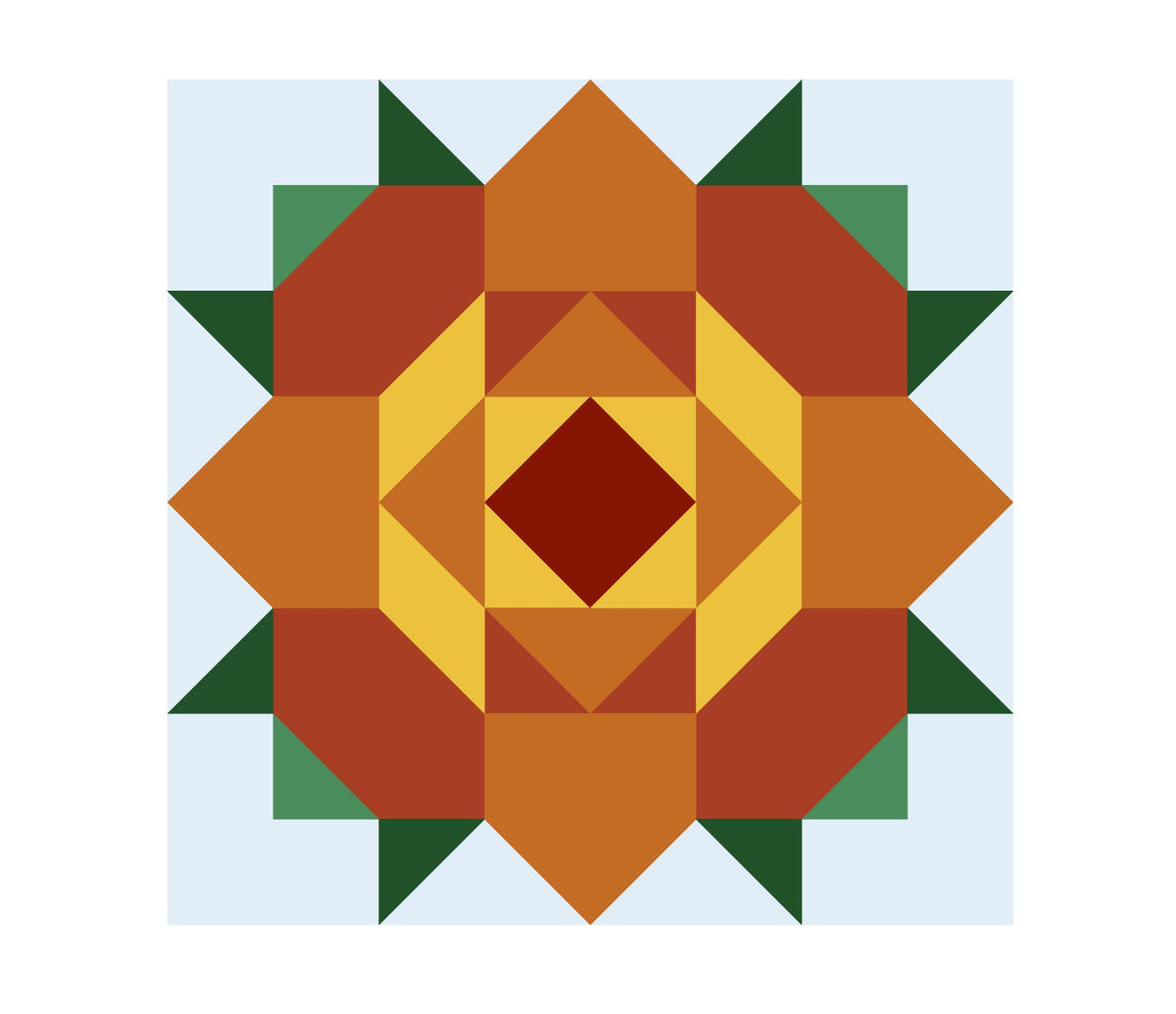 Sunflower (Variation 4) Paper Printed Barn Quilt Pattern (Sizes) - Design Concepts Chi