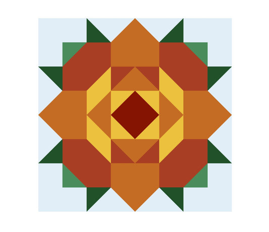 Sunflower (Variation 4) Paper Printed Barn Quilt Pattern (Sizes) - Design Concepts Chi