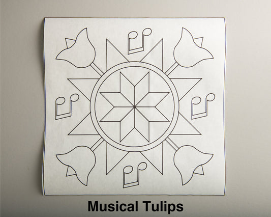 Musical Tulips Paper Printed Barn Quilt Pattern (Sizes) - Design Concepts Chi