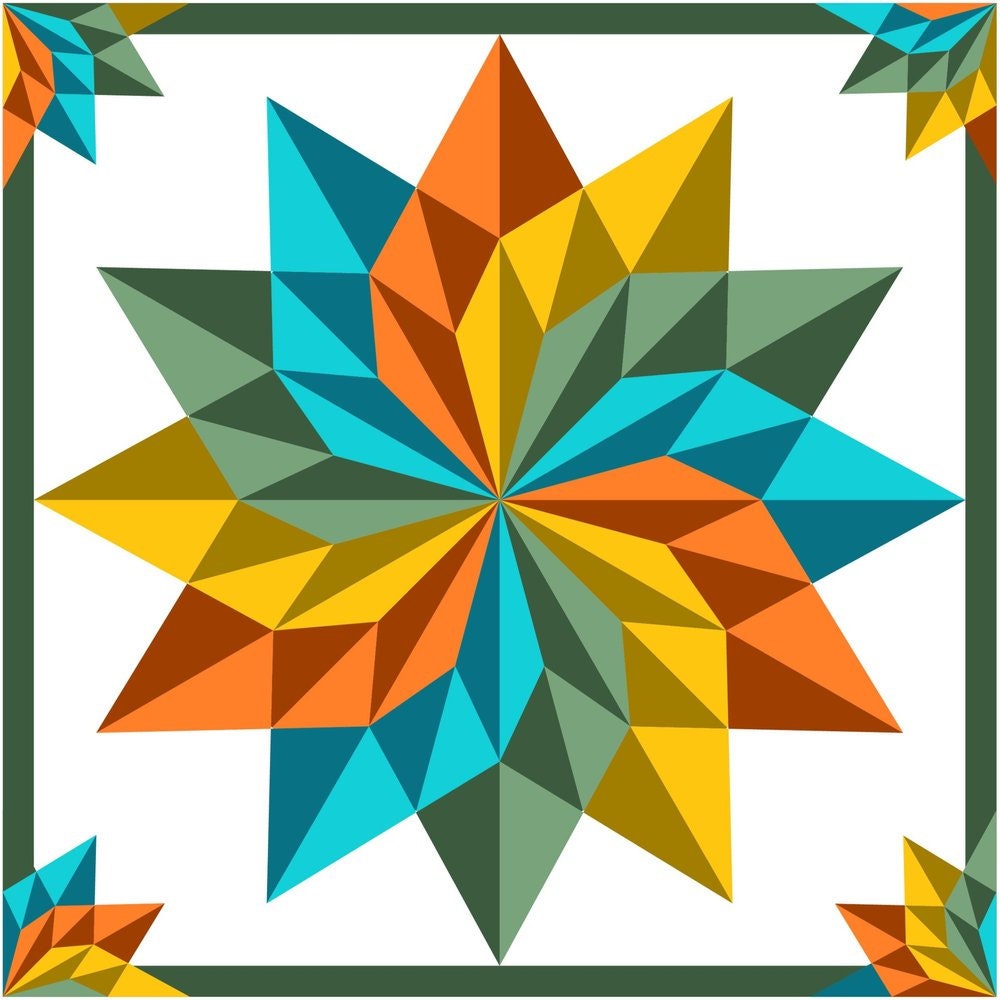 Blissful Bloom Paper Printed Barn Quilt Pattern (Sizes) - Design Concepts Chi