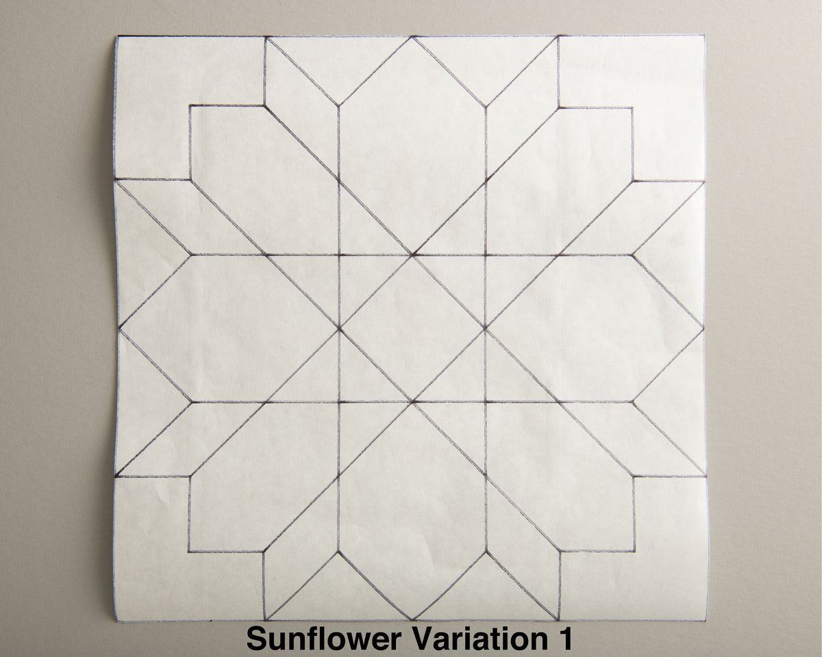 Sunflower (Variation 1) Paper Printed Barn Quilt Pattern (Sizes) - Design Concepts Chi