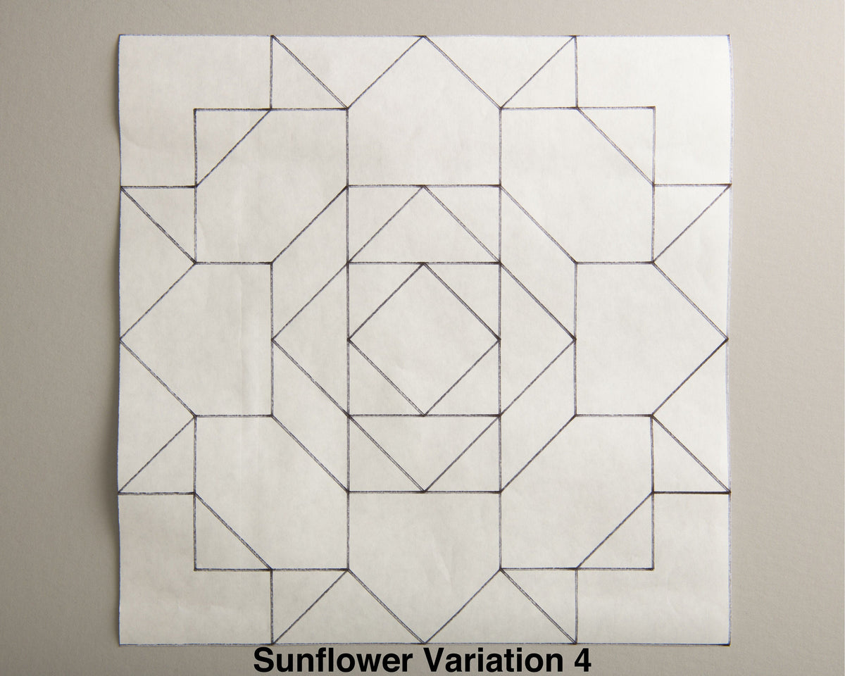 Sunflower (Variation 4) Paper Printed Barn Quilt Pattern (Sizes) - Design Concepts Chi