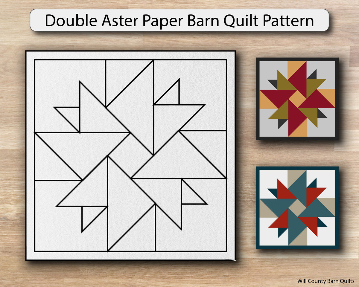 Double Aster Paper Printed Barn Quilt Pattern (Sizes) - Design Concepts Chi