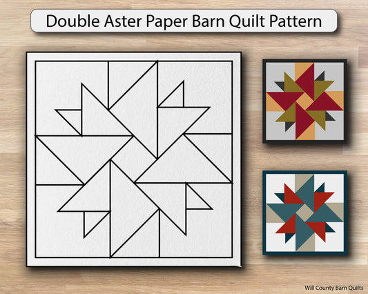 Double Aster Paper Printed Barn Quilt Pattern (Sizes) - Design Concepts Chi