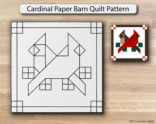Cardinal Paper Printed Barn Quilt Pattern (Sizes) - Design Concepts Chi