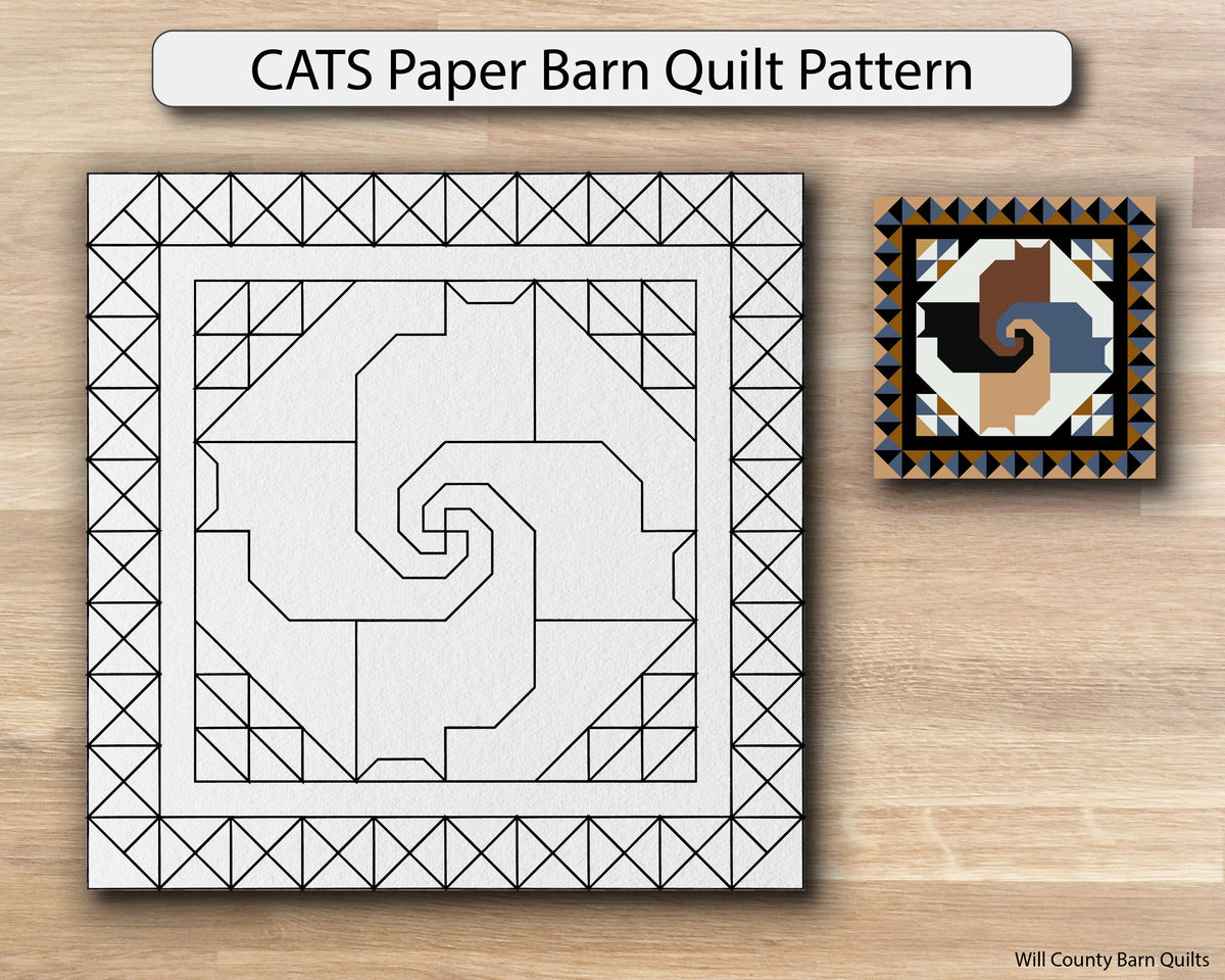 CATS Paper Printed Barn Quilt Pattern (Sizes) - Design Concepts Chi