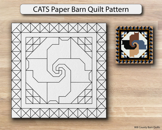 CATS Paper Printed Barn Quilt Pattern (Sizes) - Design Concepts Chi