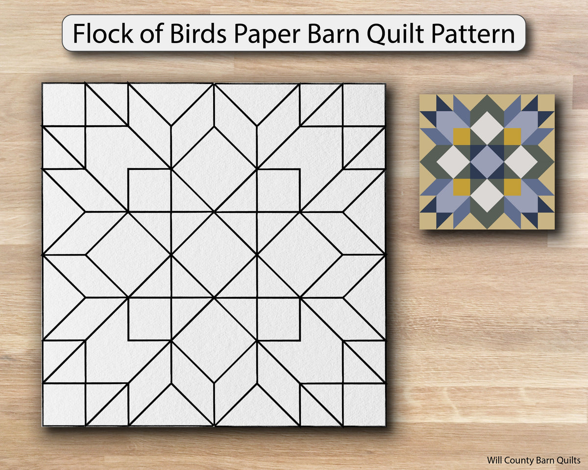 Flock of Birds Paper Printed Barn Quilt Pattern (Sizes) - Design Concepts Chi