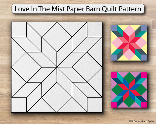 Love In The Mist Paper Printed Barn Quilt Pattern (Sizes) - Design Concepts Chi